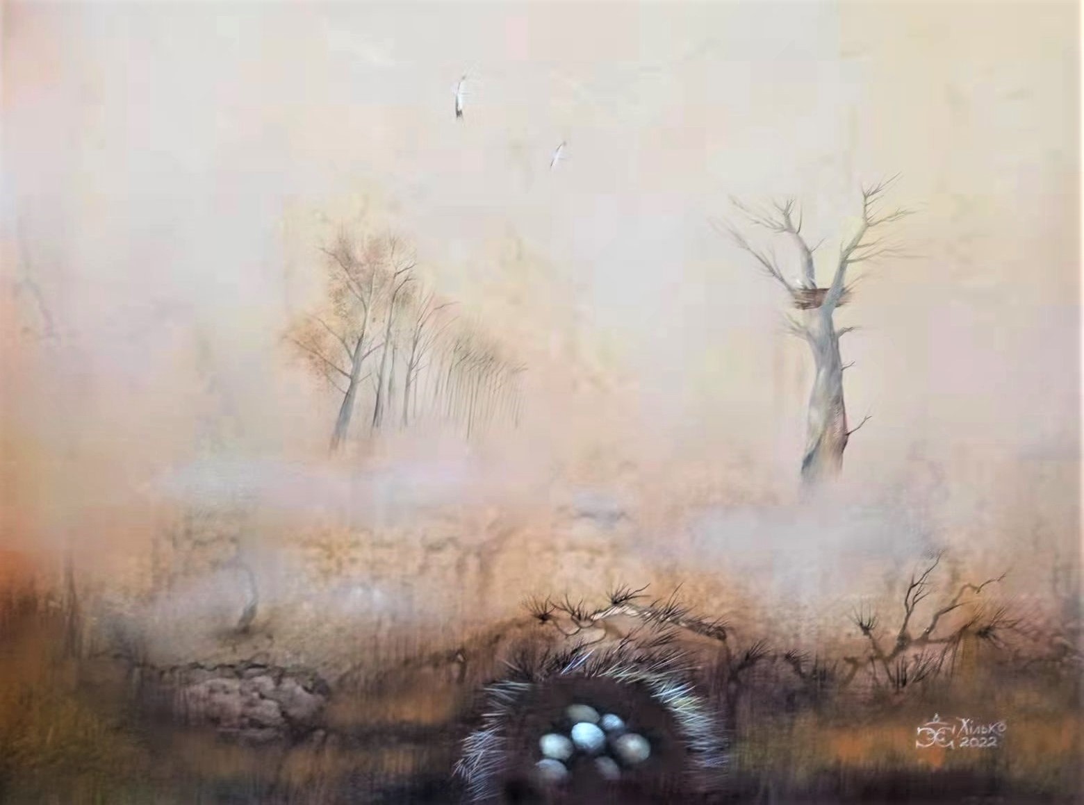 《鸟巢》油画60X80cm 尤里·伊万诺维奇